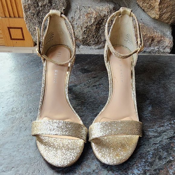 Kelley & Katie Kirstie Heels Gold/Silver Sparkle Size 6.5M - Picture 8 of 16